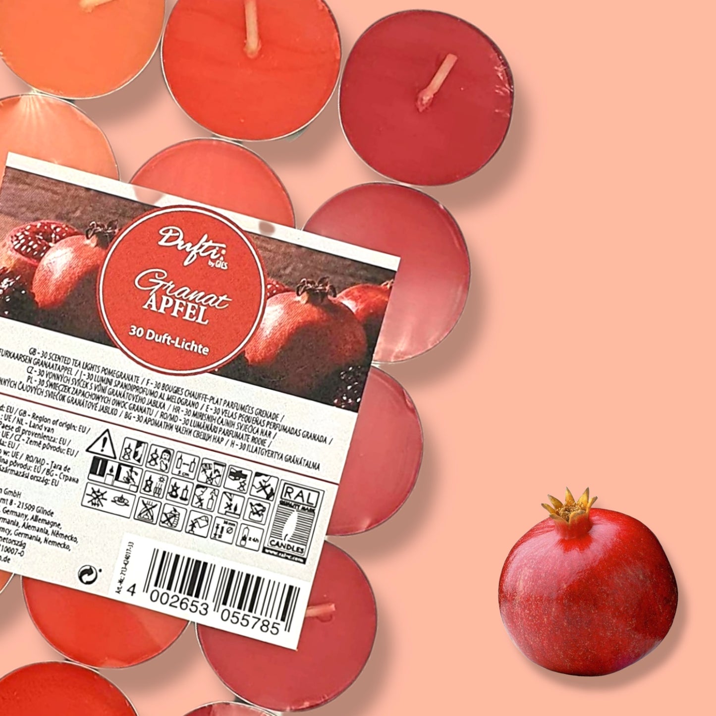 Duft-Teelichtkerzen "Granatapfel" 4h - by GIES -