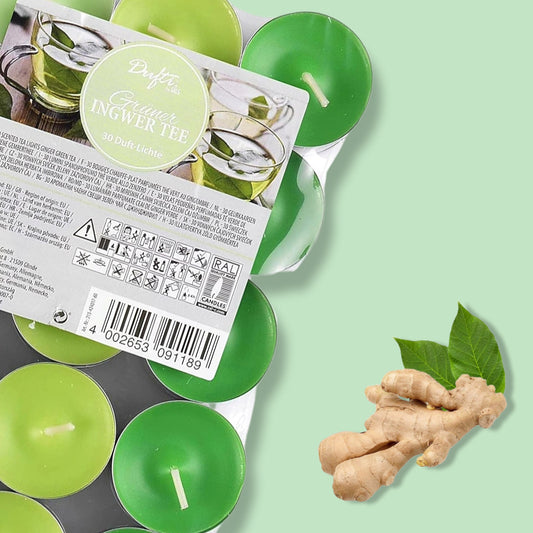 Duft-Teelichtkerzen "Grüner Ingwer Tee" 4h - by GIES -